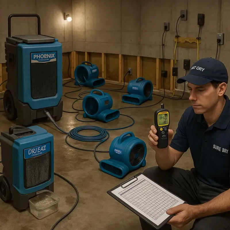Structural Drying and Dehumidification process in Milford, WI